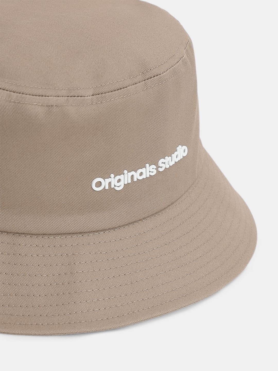 Light Brown Text Print Bucket Hat