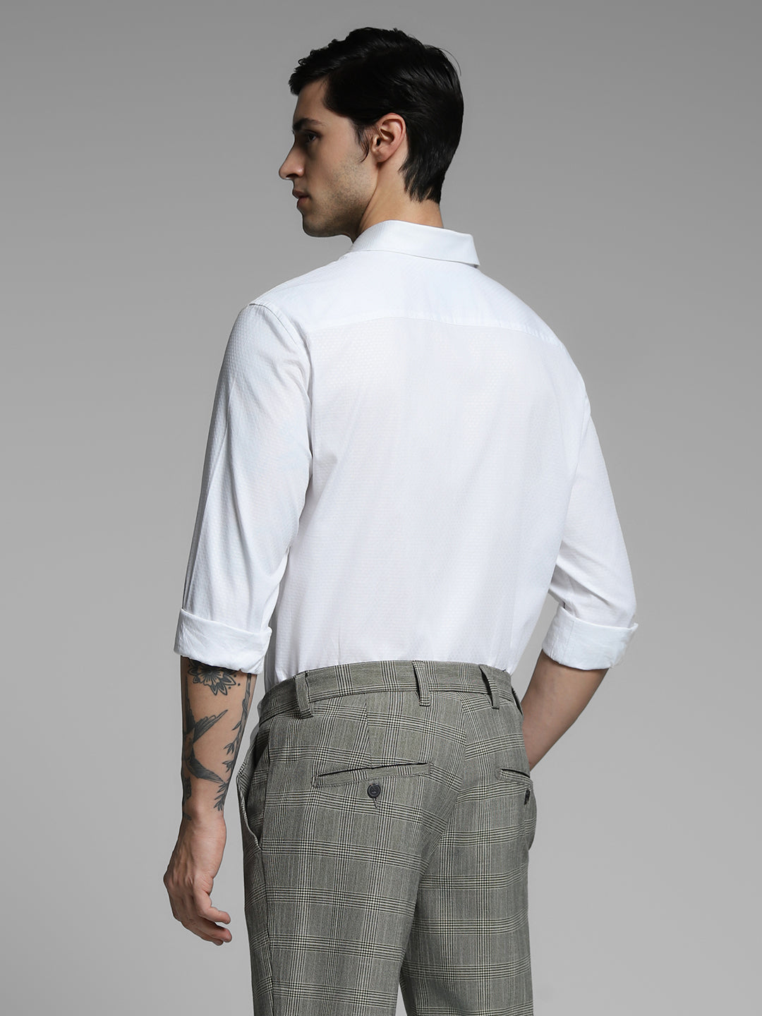 White Dobby Cotton Slim Fit Shirt