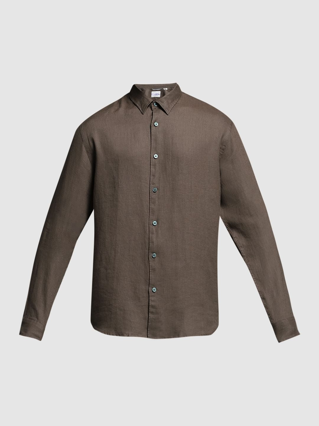 Brown Linen Full Sleeves Shirt
