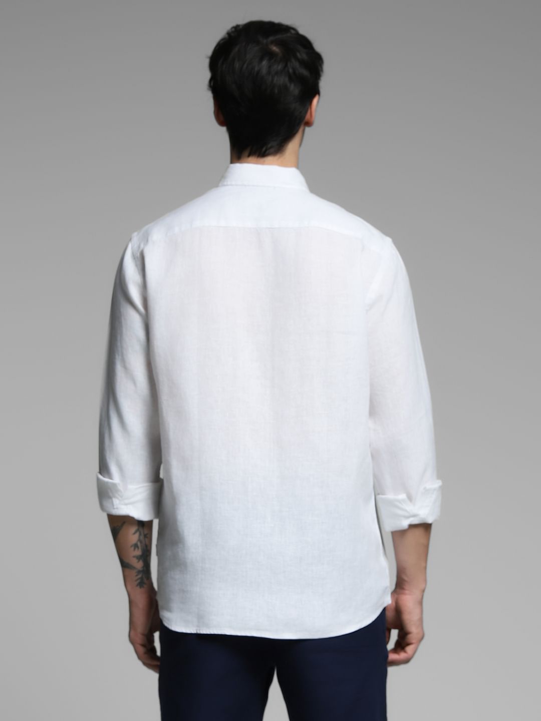 White Linen Full Sleeves Shirt