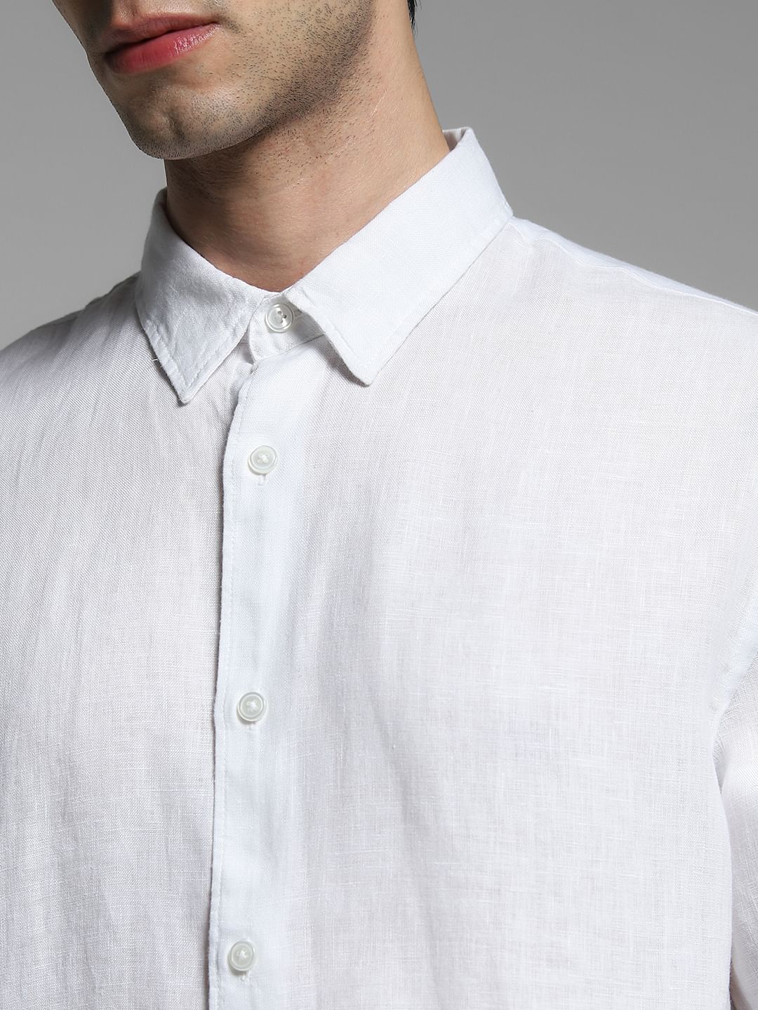 White Linen Full Sleeves Shirt