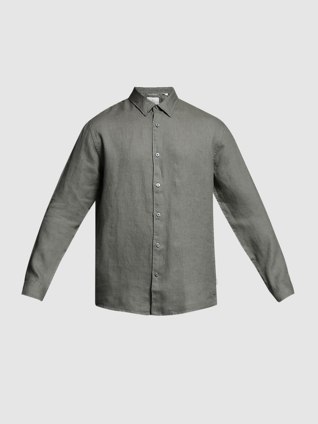 Green Linen Full Sleeves Shirt