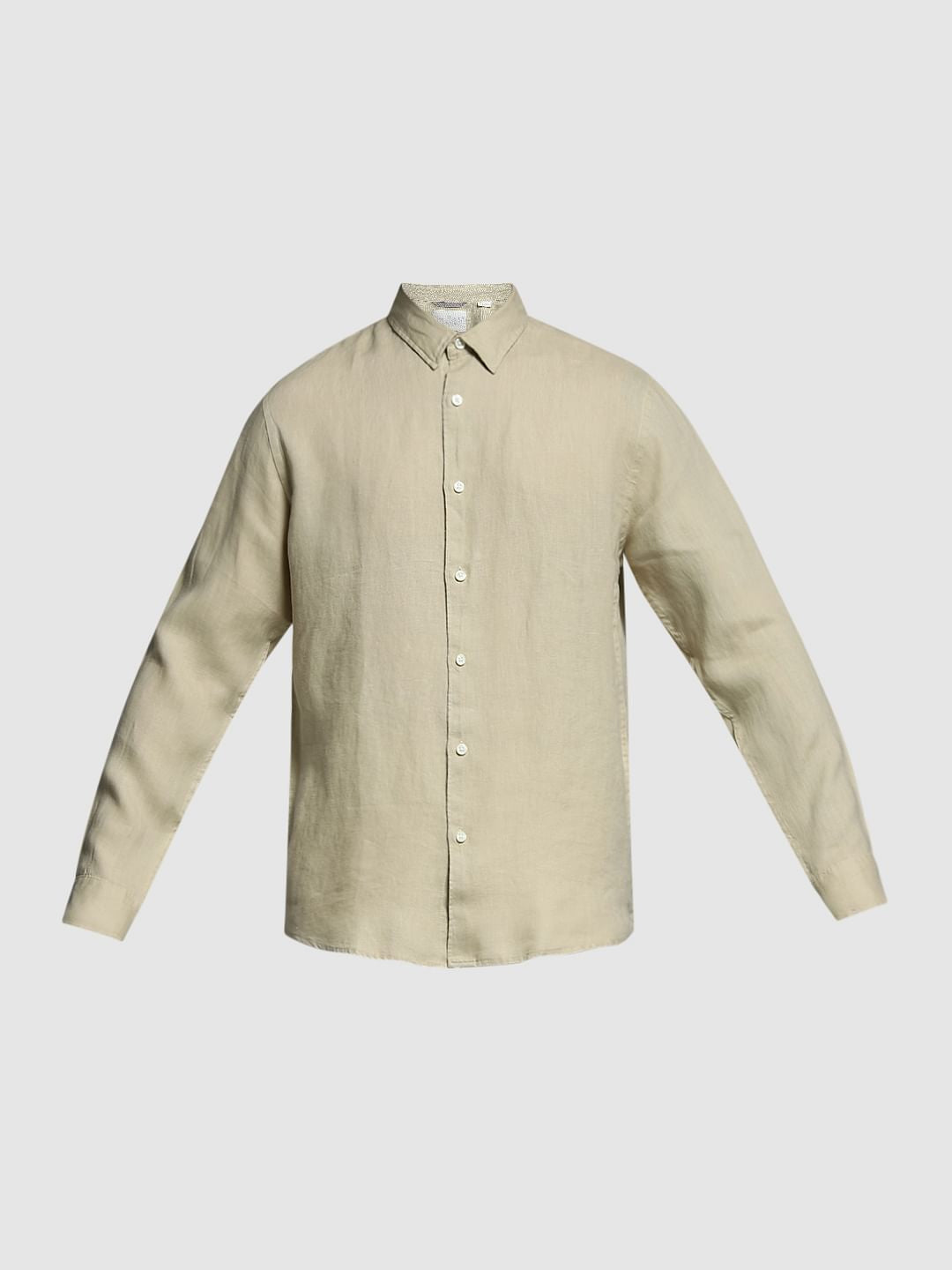 Beige Linen Full Sleeves Shirt