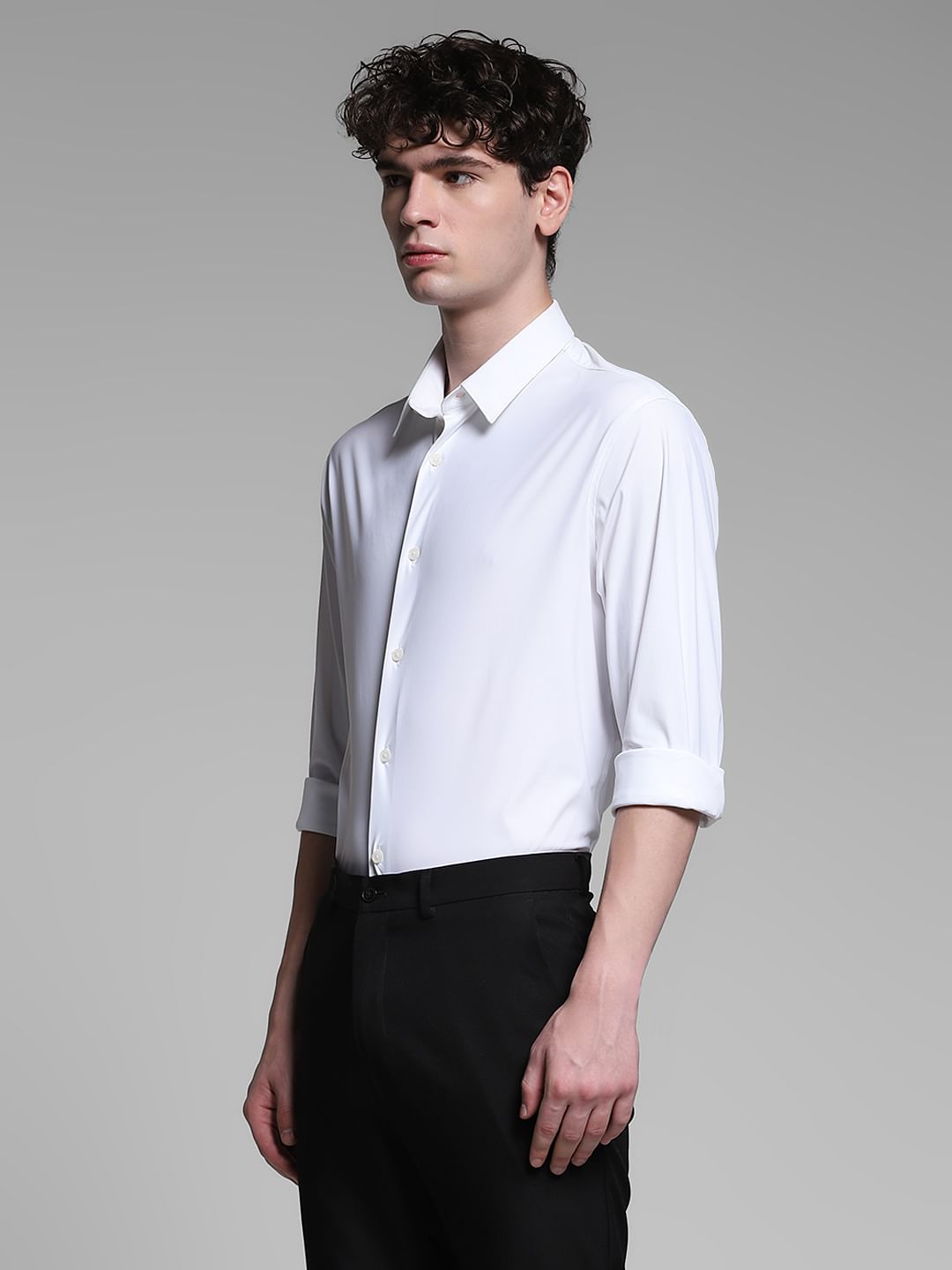 White Stretch Full Sleeves Shirt