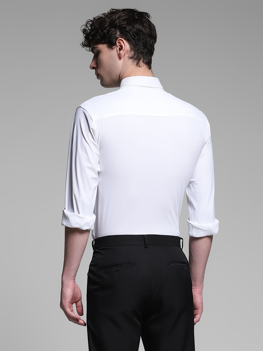 White Stretch Full Sleeves Shirt