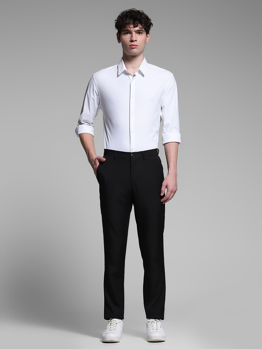 White Stretch Full Sleeves Shirt