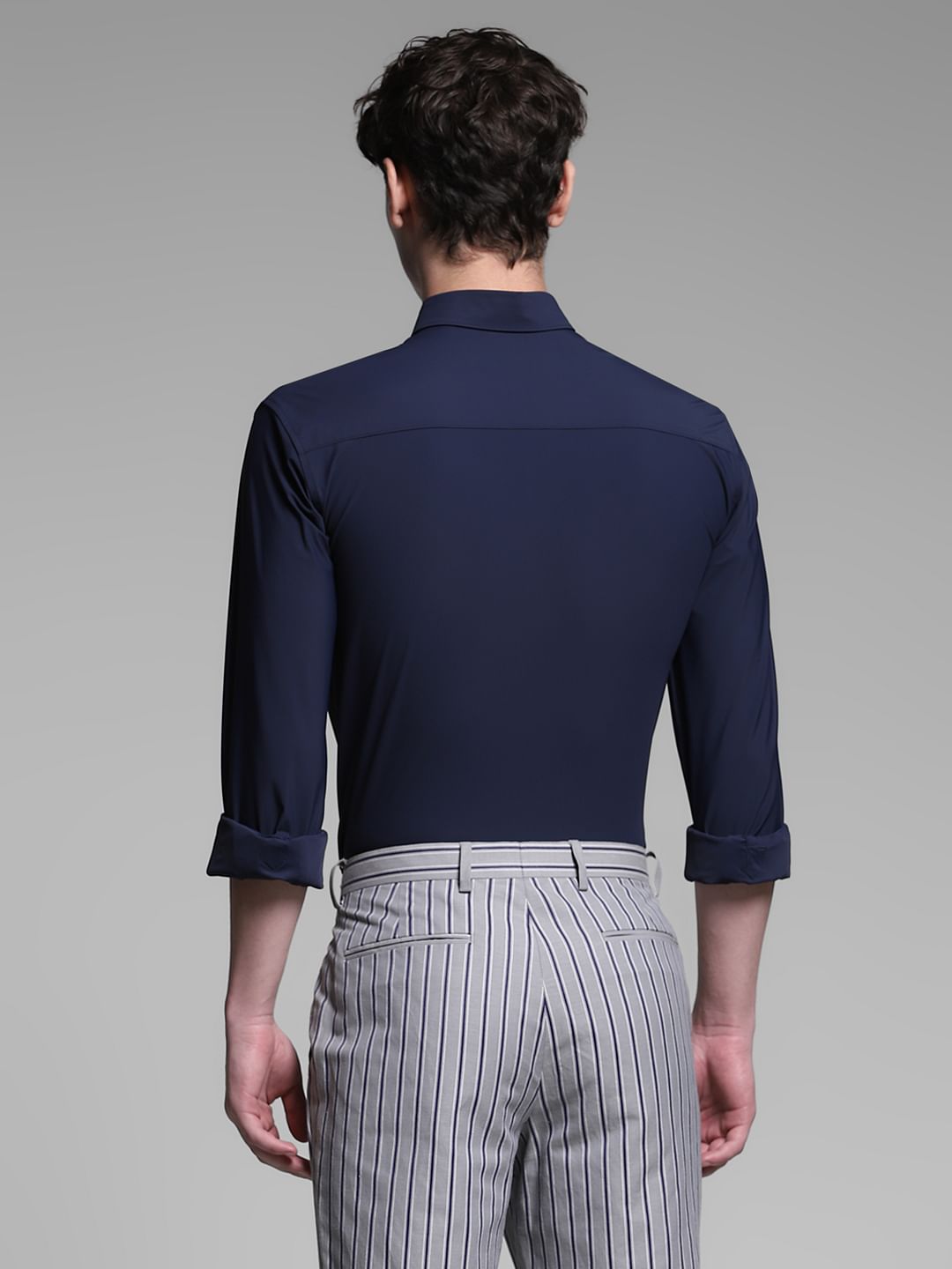 Dark Blue Stretch Full Sleeves Shirt