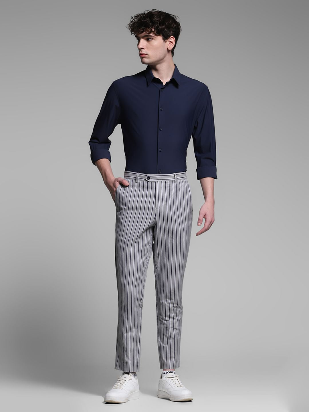 Dark Blue Stretch Full Sleeves Shirt