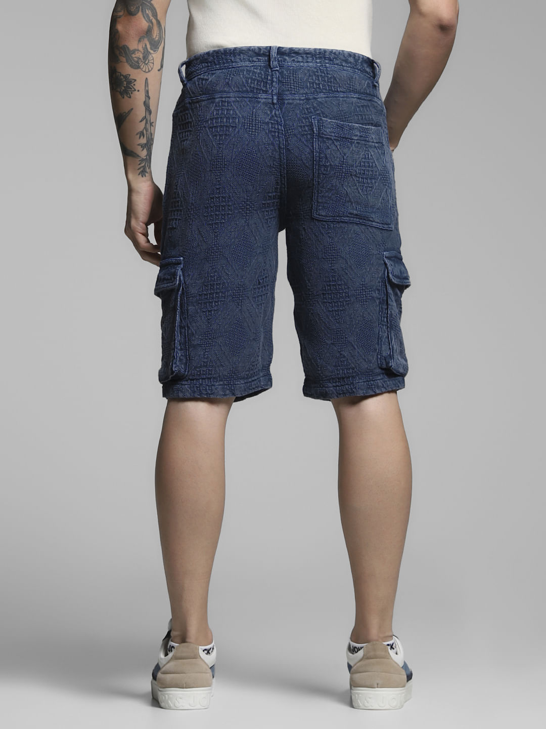 Dark Blue Jacquard Co-ord Set Shorts