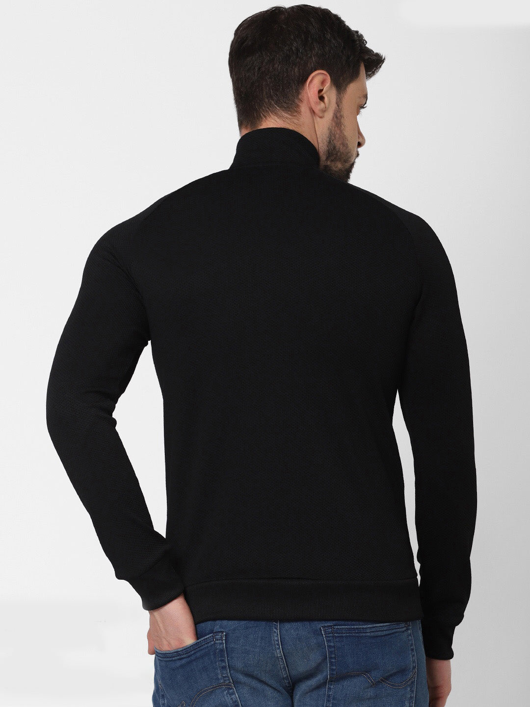 Black Regular Fit Zip-Up Jacket