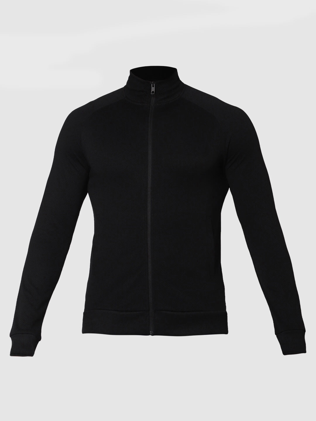 Black Regular Fit Zip-Up Jacket