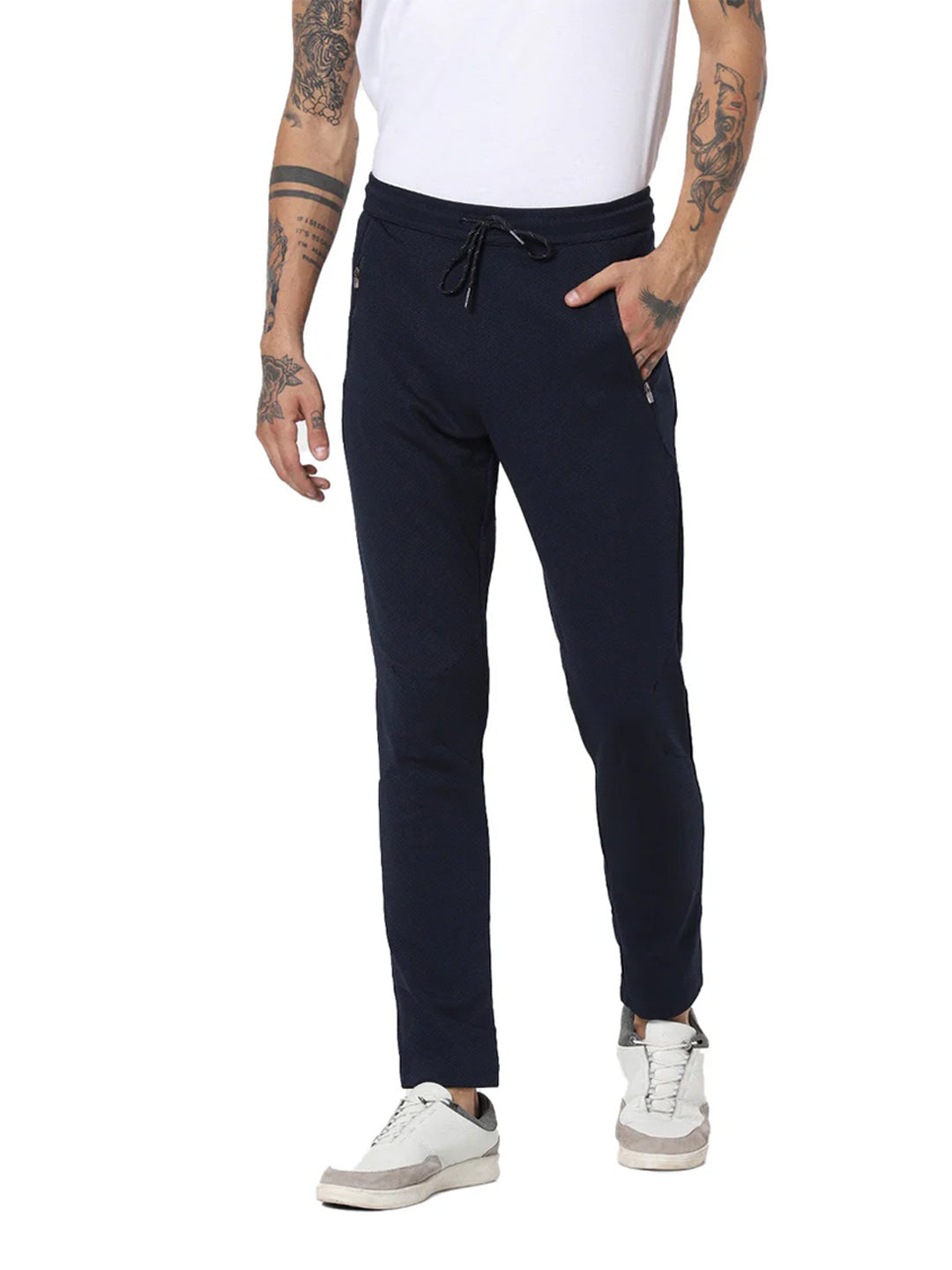 Navy Blue Regular Fit Trackpants