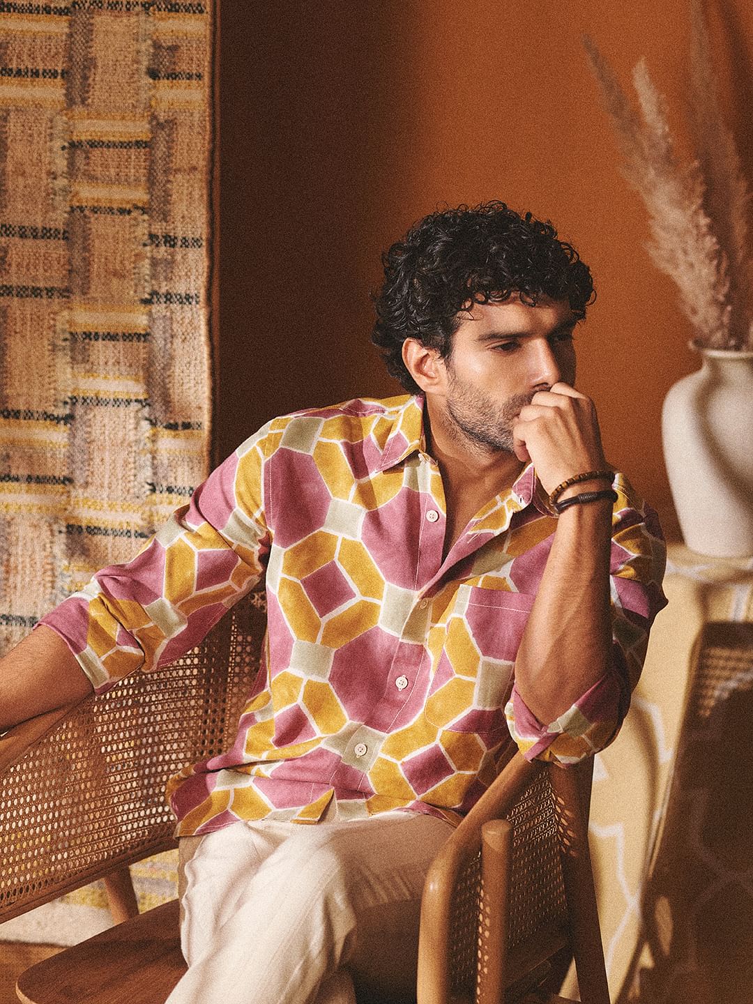 Brown Abstract Print Shirt - S