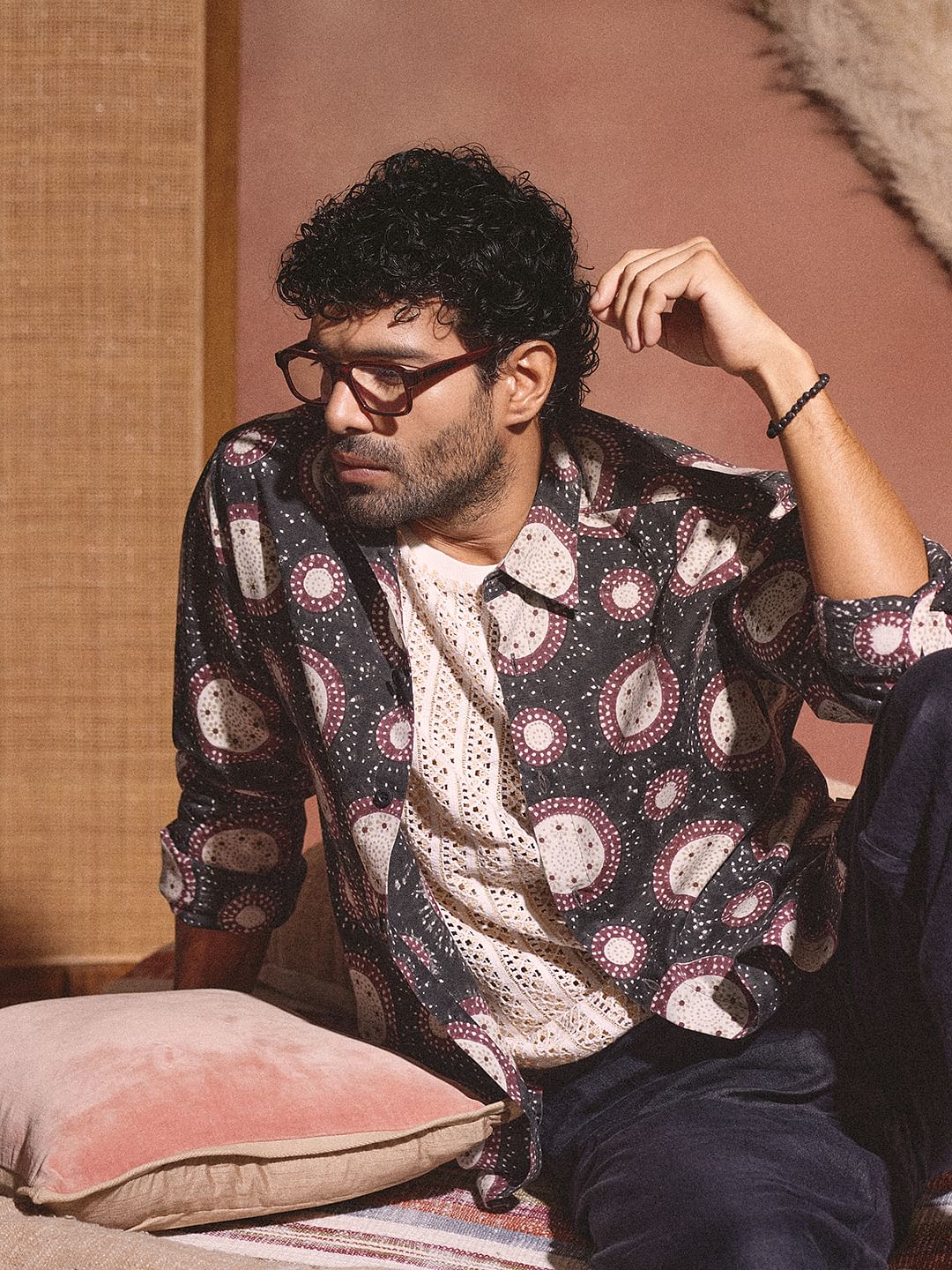 Grey Abstract Print Shirt