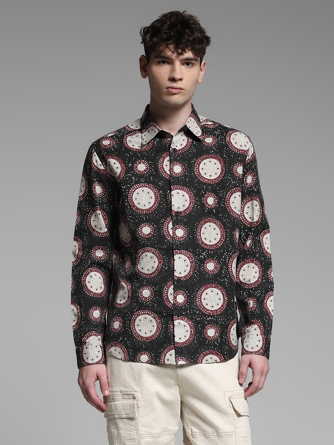 Grey Abstract Print Shirt