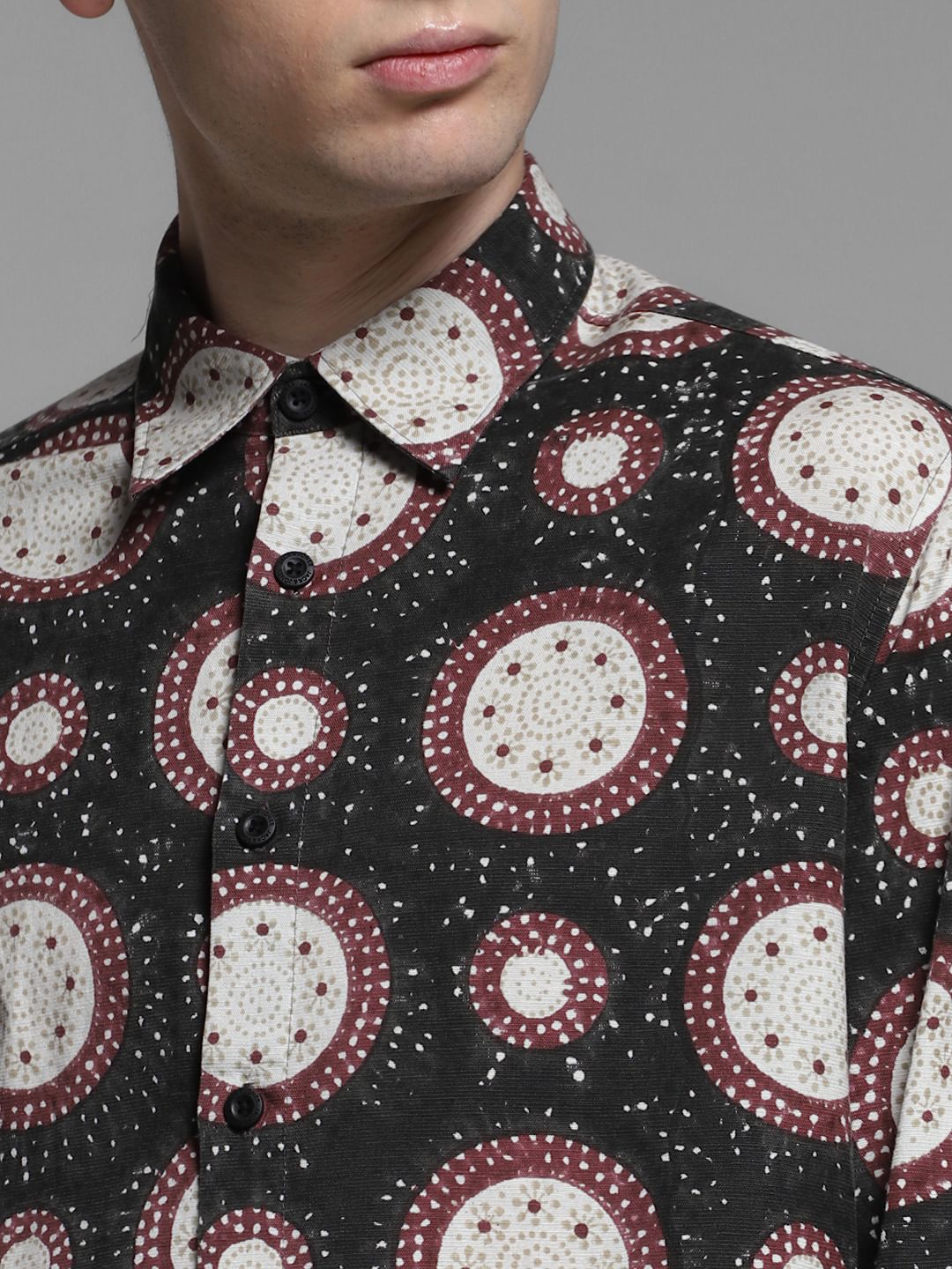 Grey Abstract Print Shirt