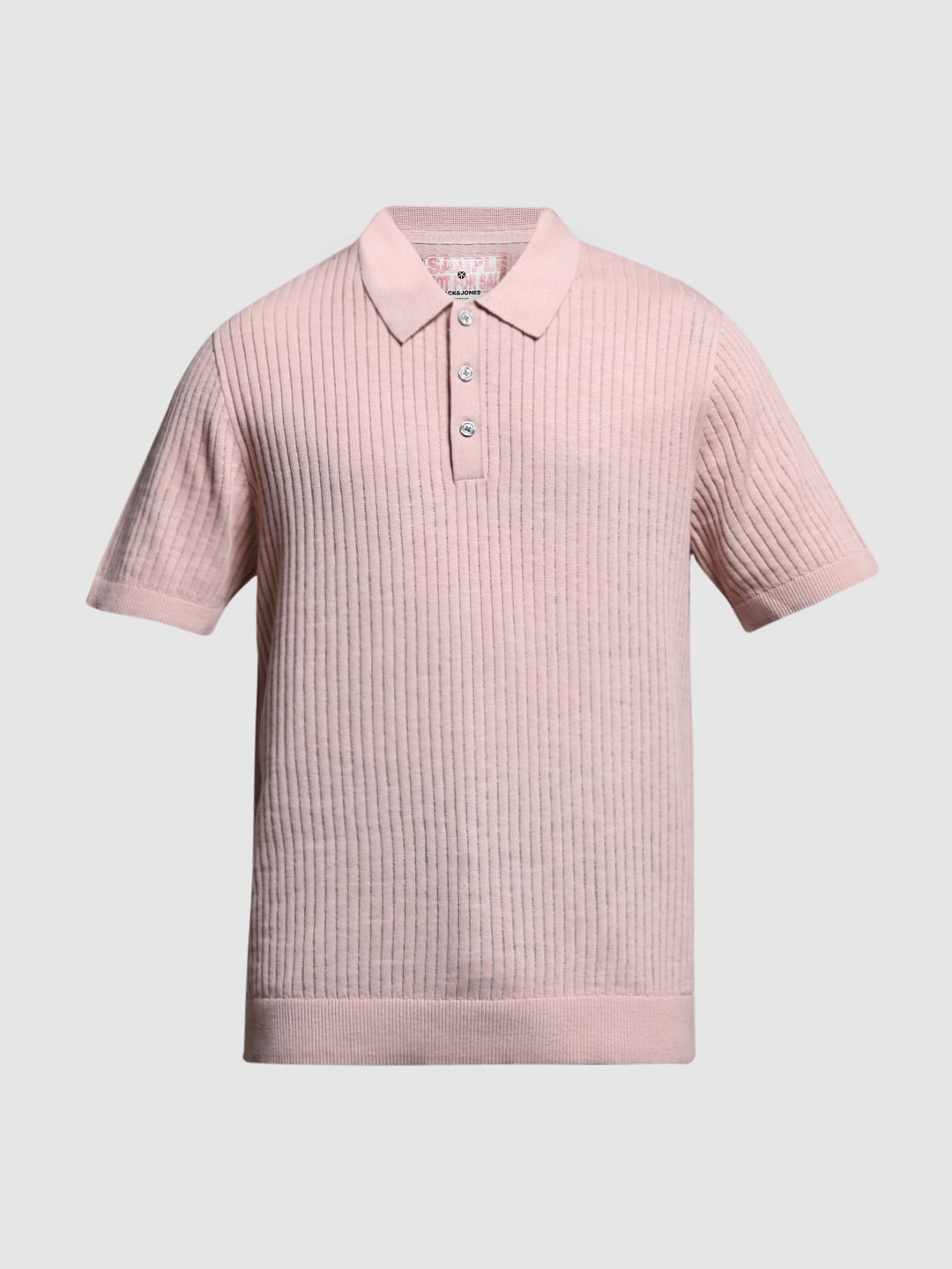 Pink Structured Knitted Polo