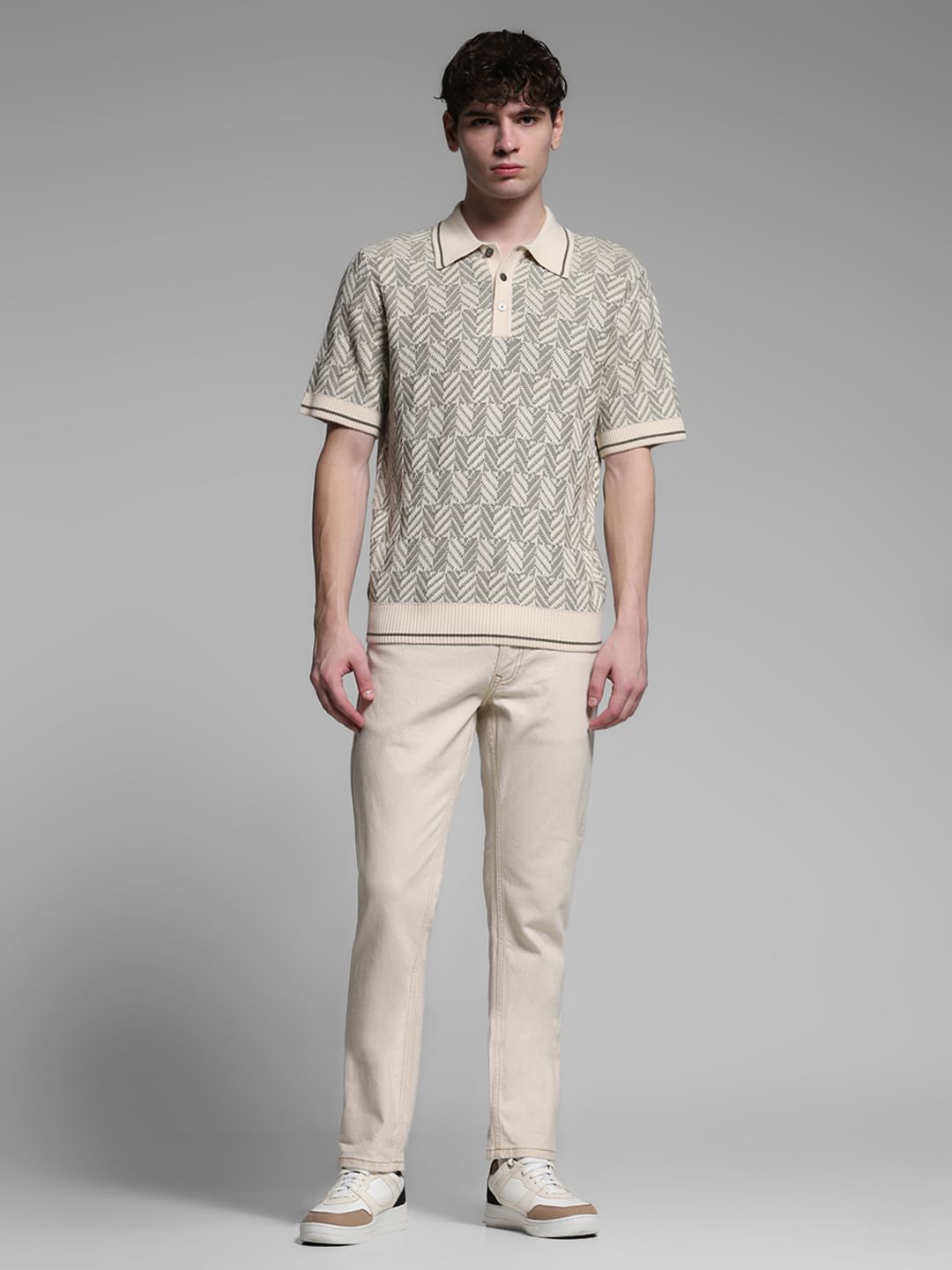 Light Green Structured Knit Polo