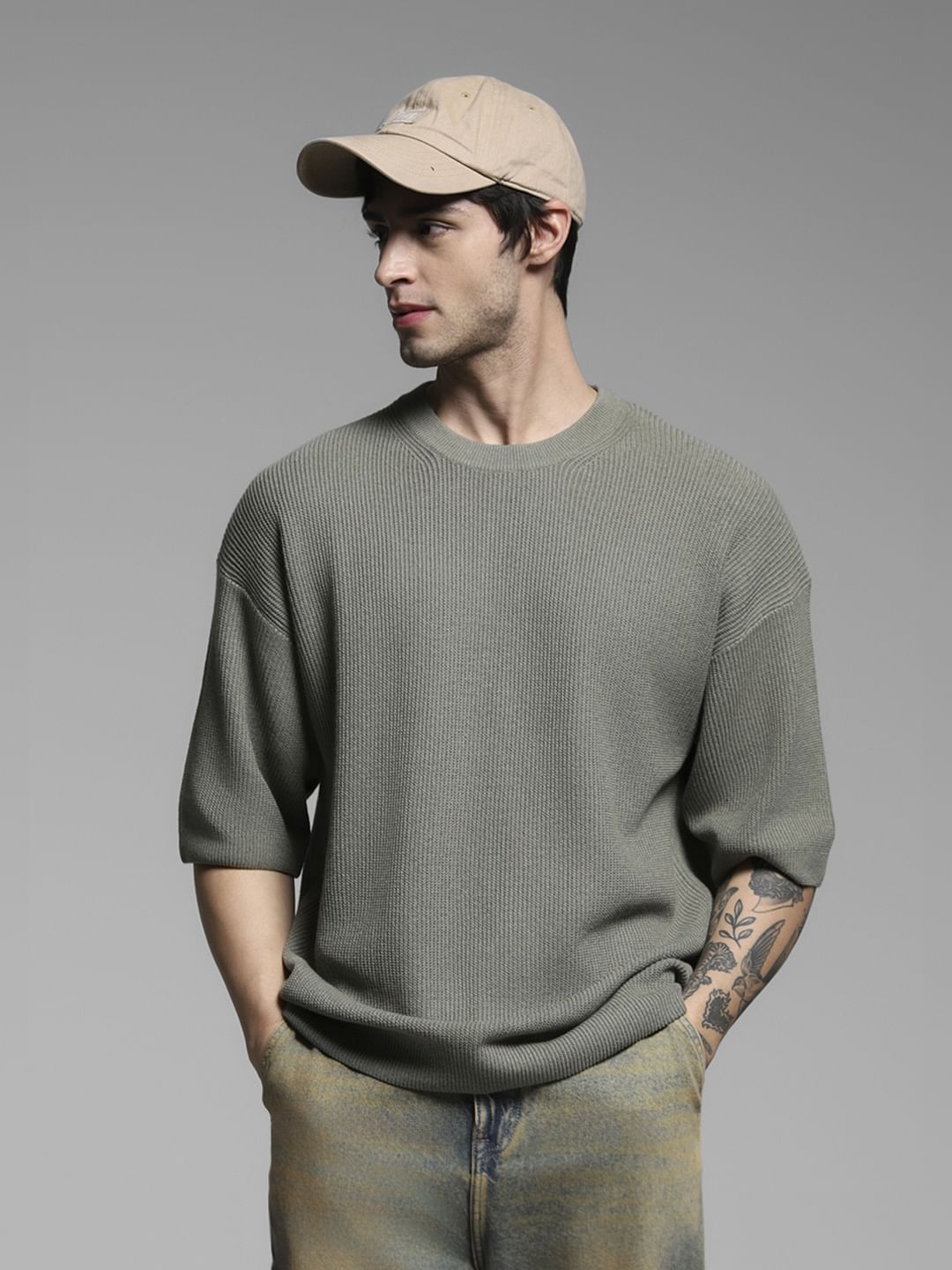 Green Crew Neck Pullover - S