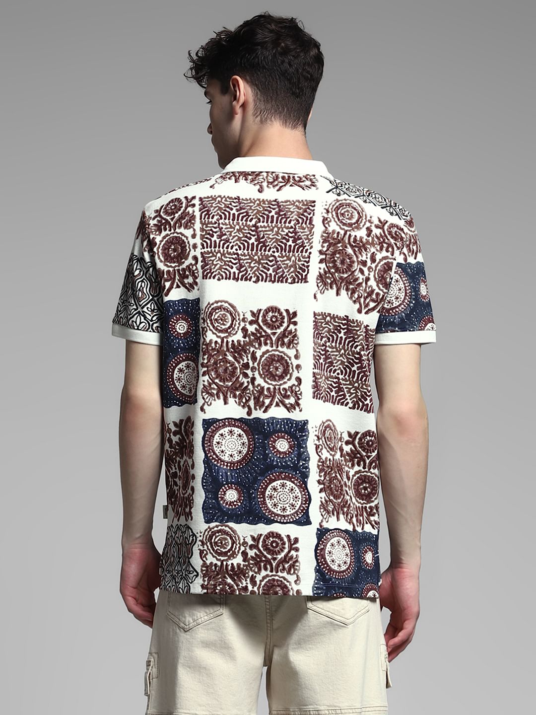 Brown Artisan Print Cotton Polo