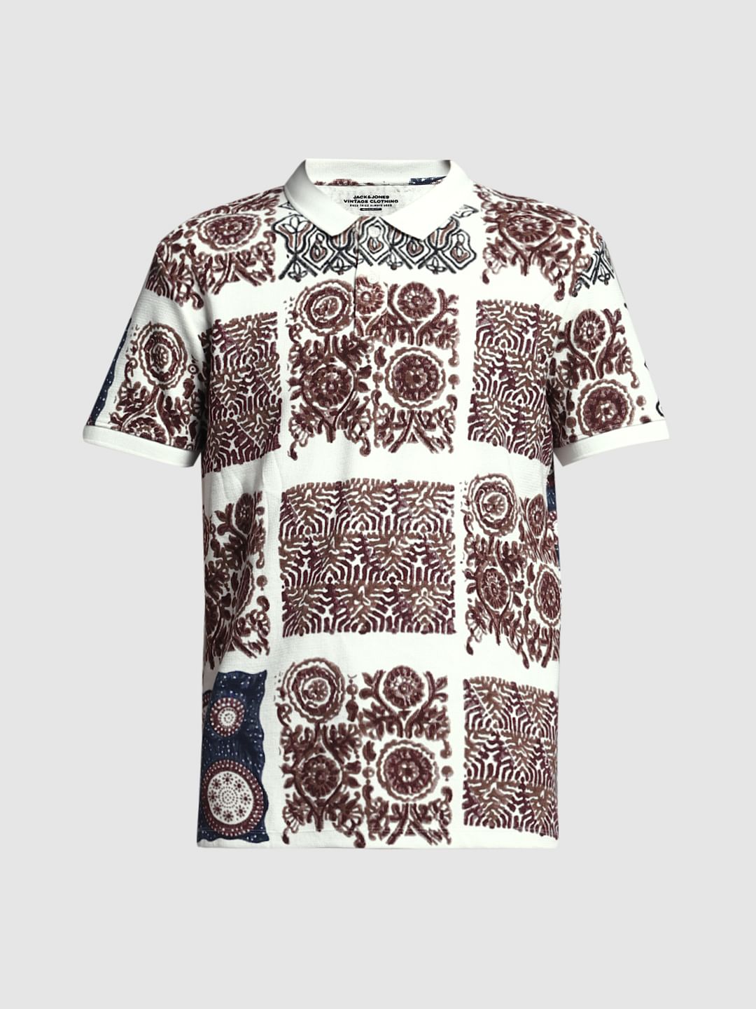 Brown Artisan Print Cotton Polo
