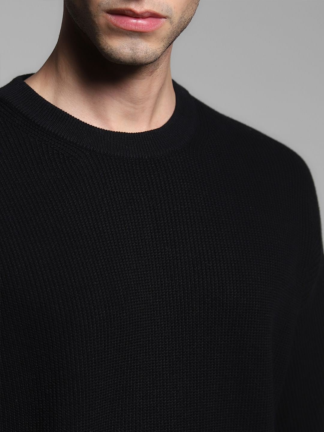 Black Cotton Crew Neck T-shirt