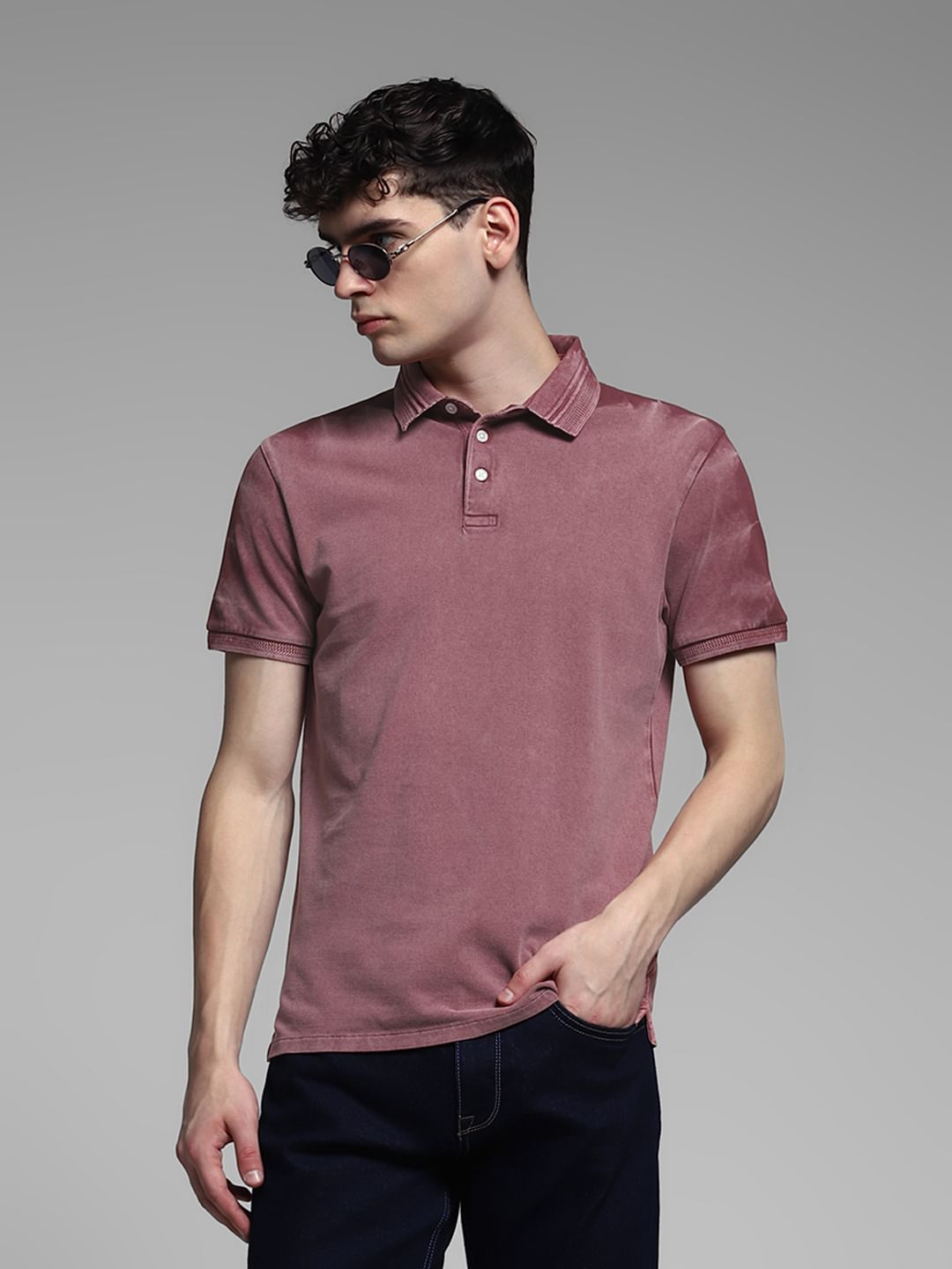 Dusty Pink Cotton Knit Polo - S