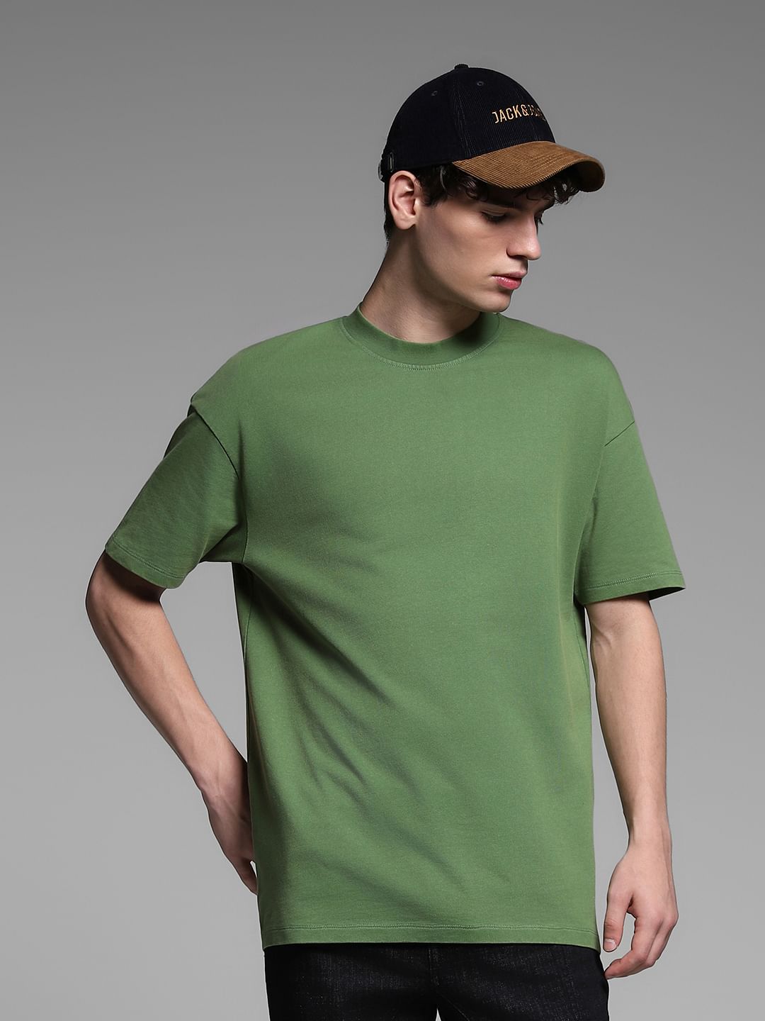 Green Cotton Crew Neck T-shirt - S