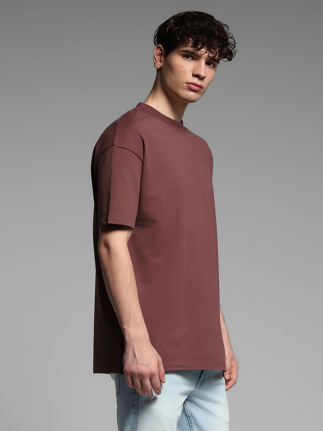 Brown Cotton Crew Neck T-shirt