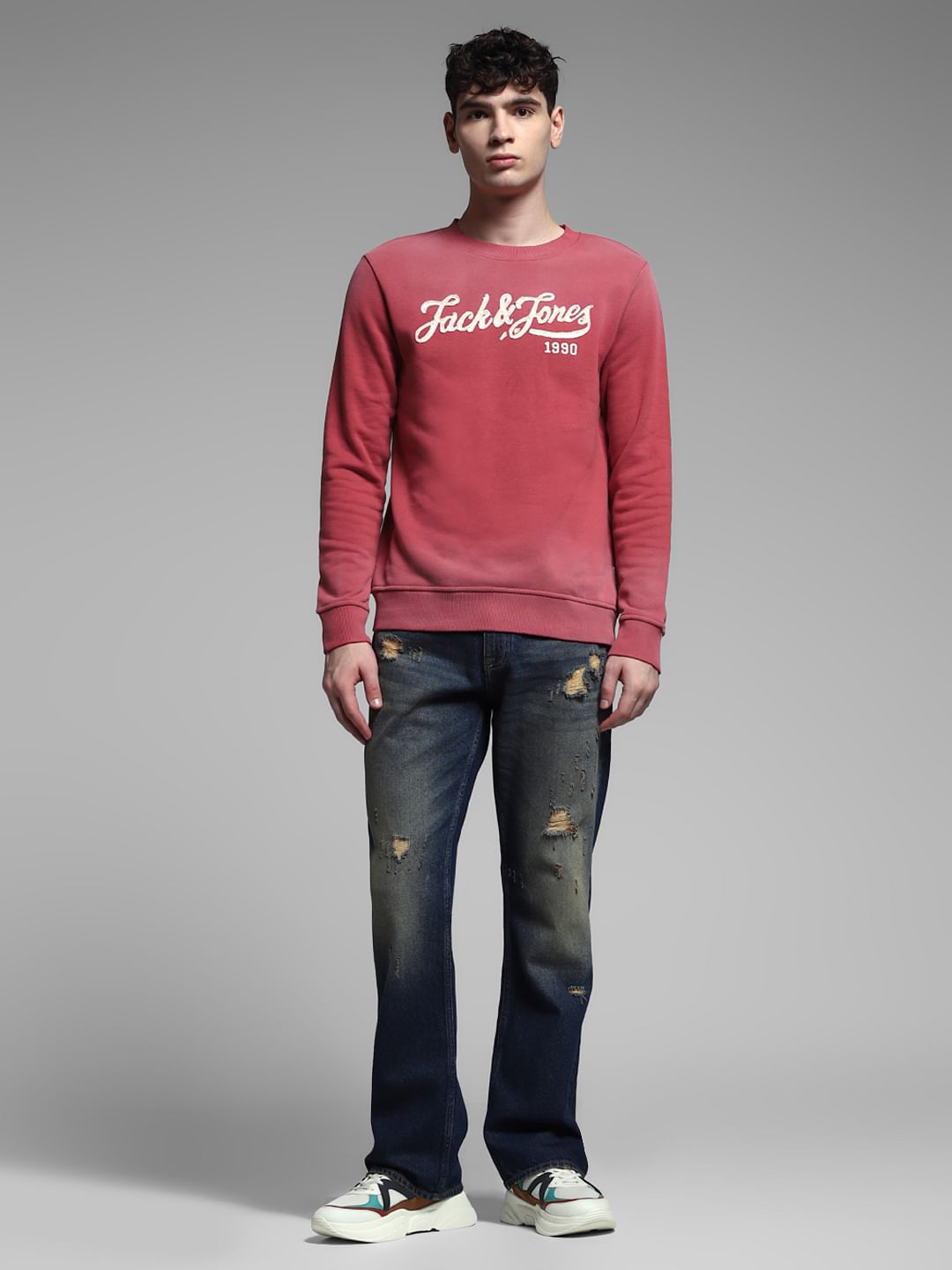 Pink Applique Patchwork Sweatshirt