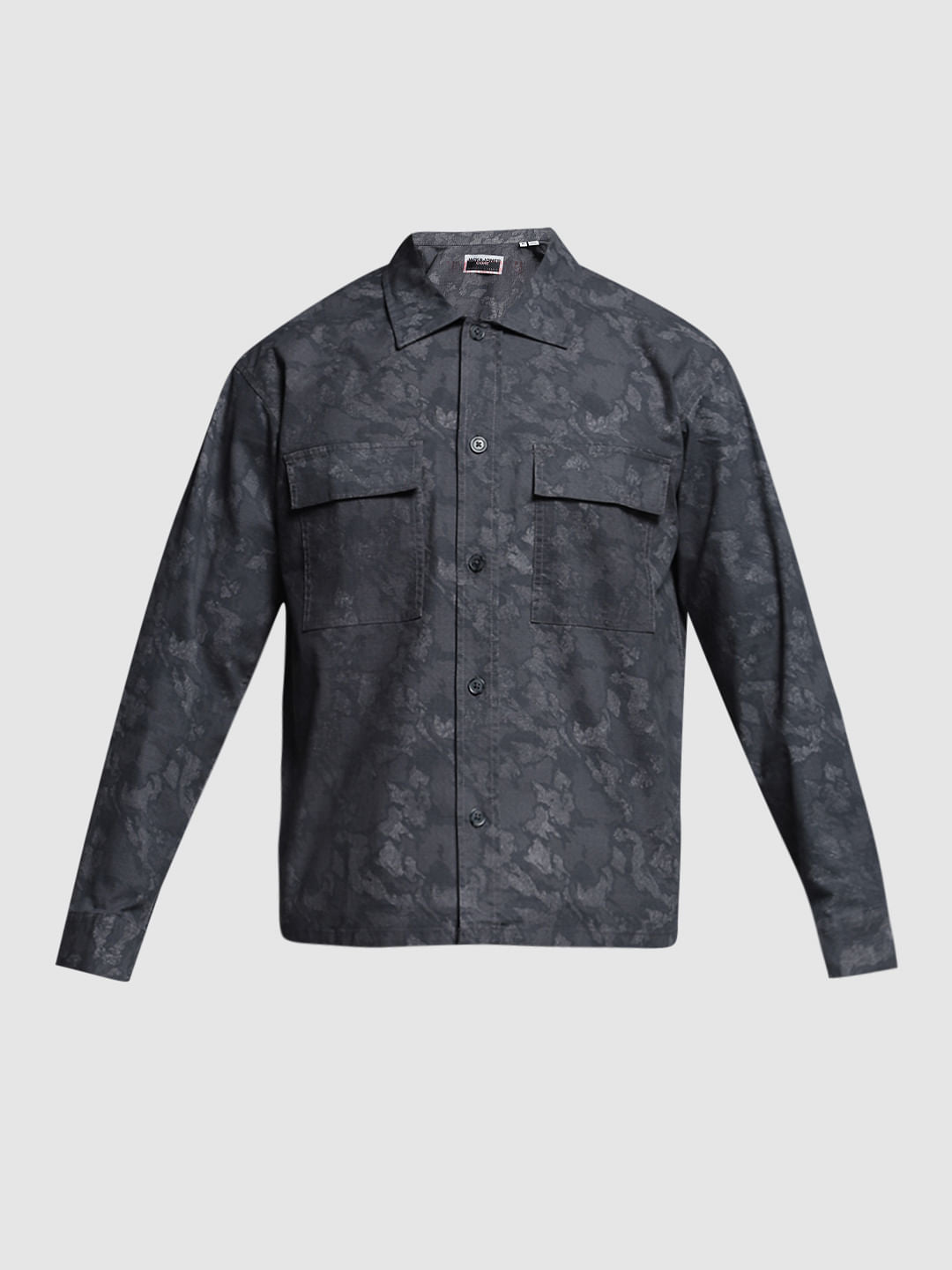 Dark Grey Printed Cotton Overshirt