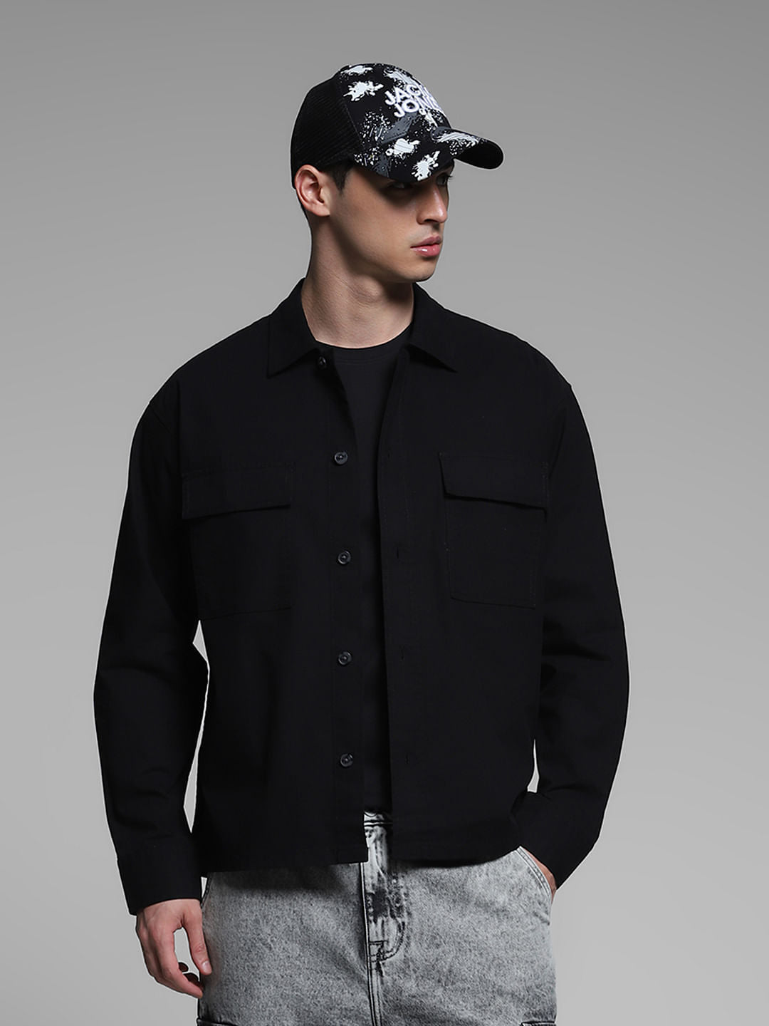Black Cotton Overshirt