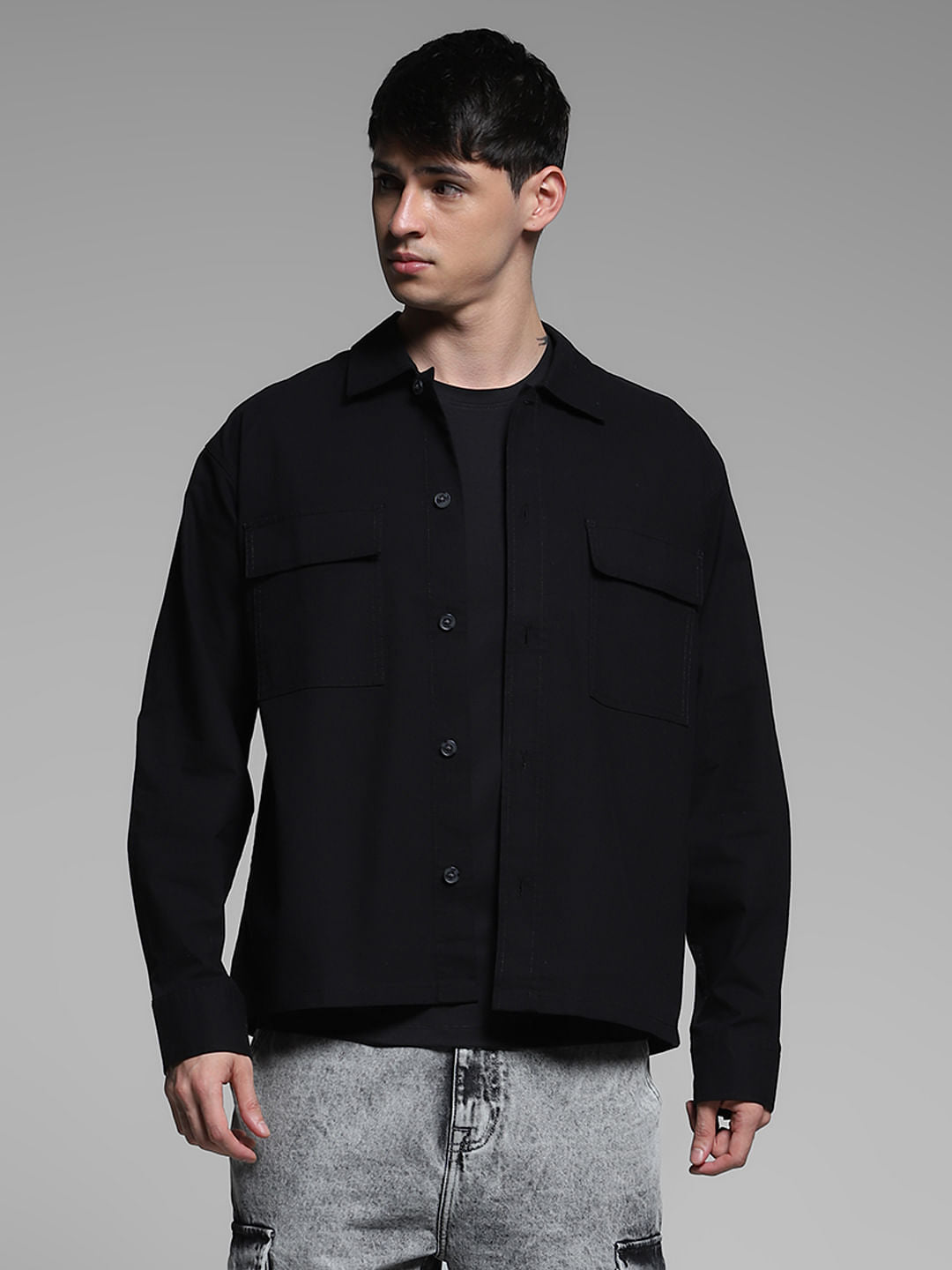 Black Cotton Overshirt
