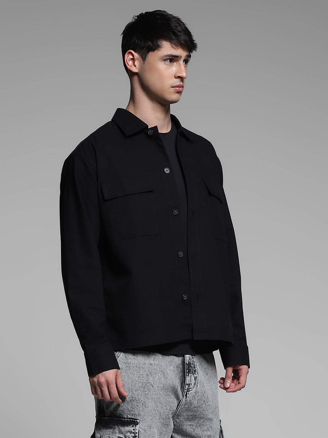 Black Cotton Overshirt
