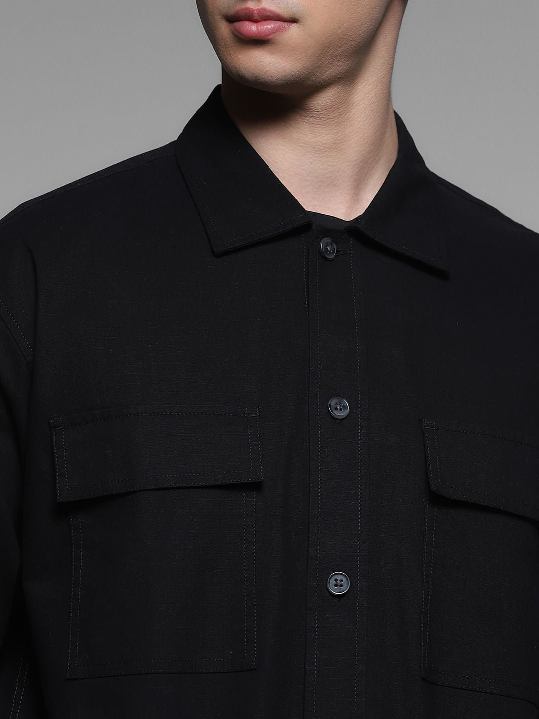 Black Cotton Overshirt