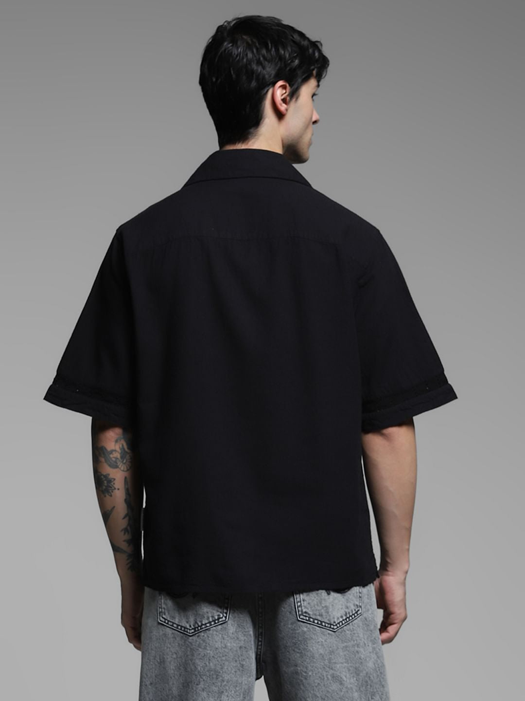 Black Cotton Oversized Shirt