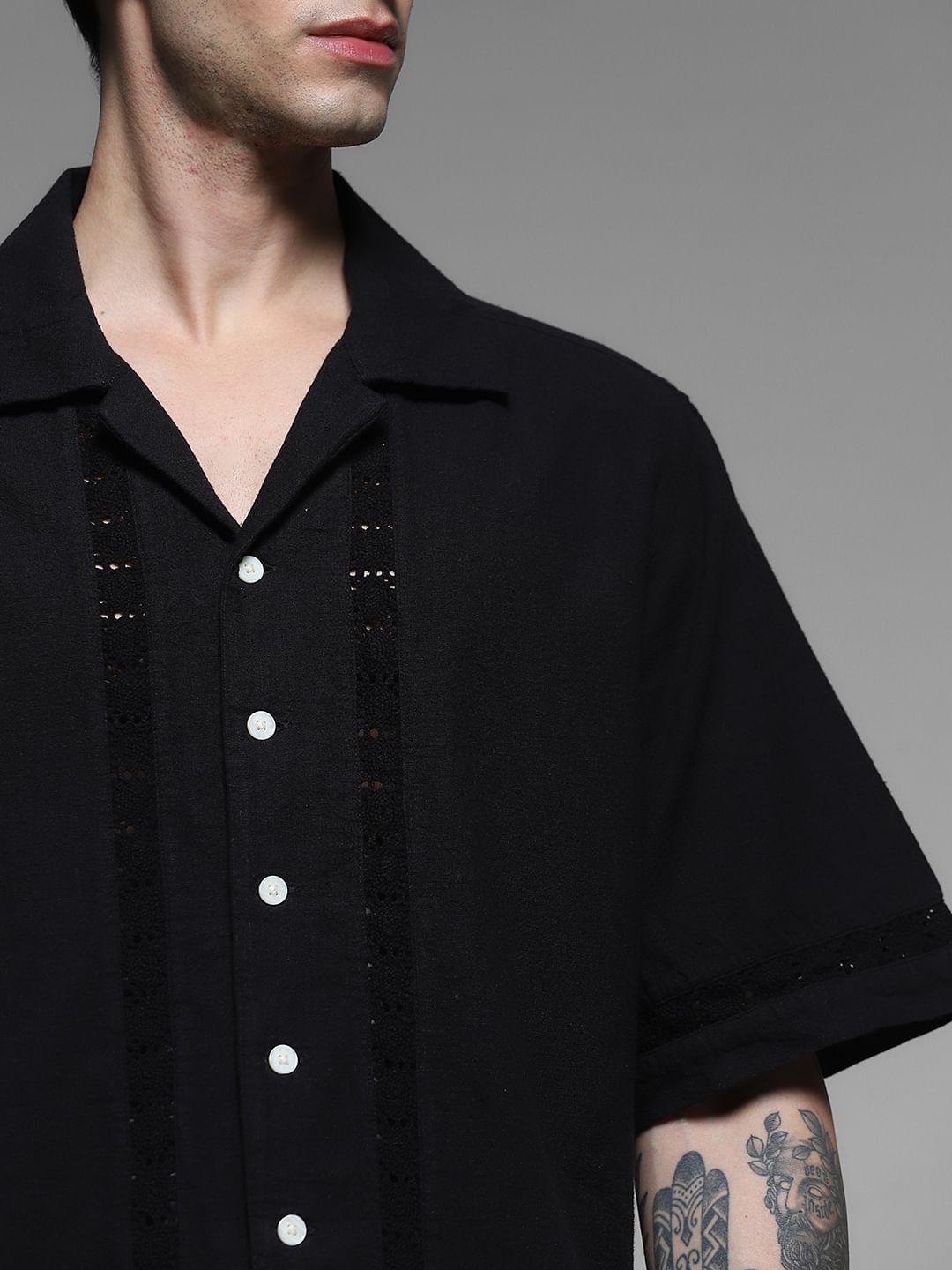 Black Cotton Oversized Shirt