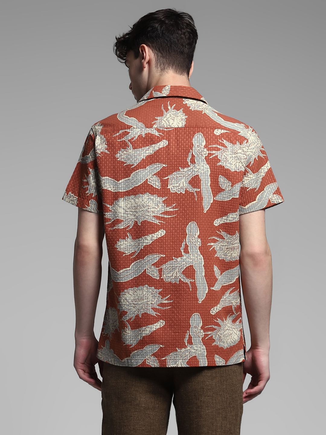 Brown Resort Collar Cotton Shirt