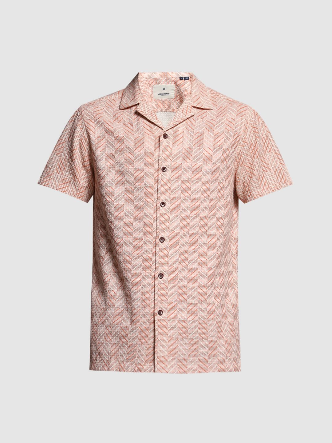 Light Brown Resort Collar Cotton Shirt