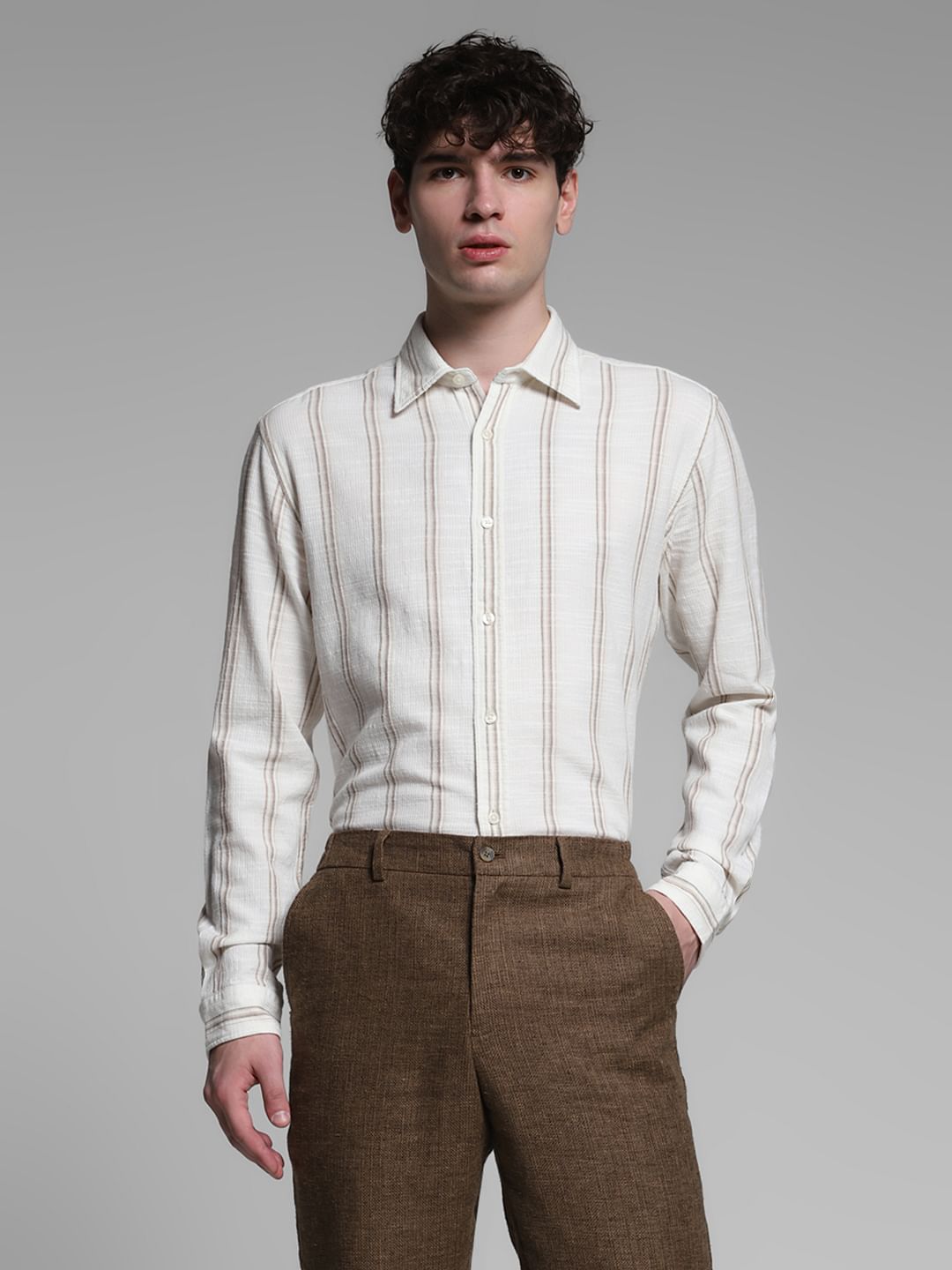 White Striped Dobby Cotton Shirt