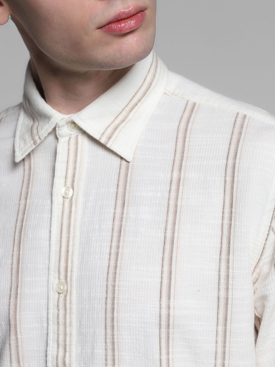 White Striped Dobby Cotton Shirt