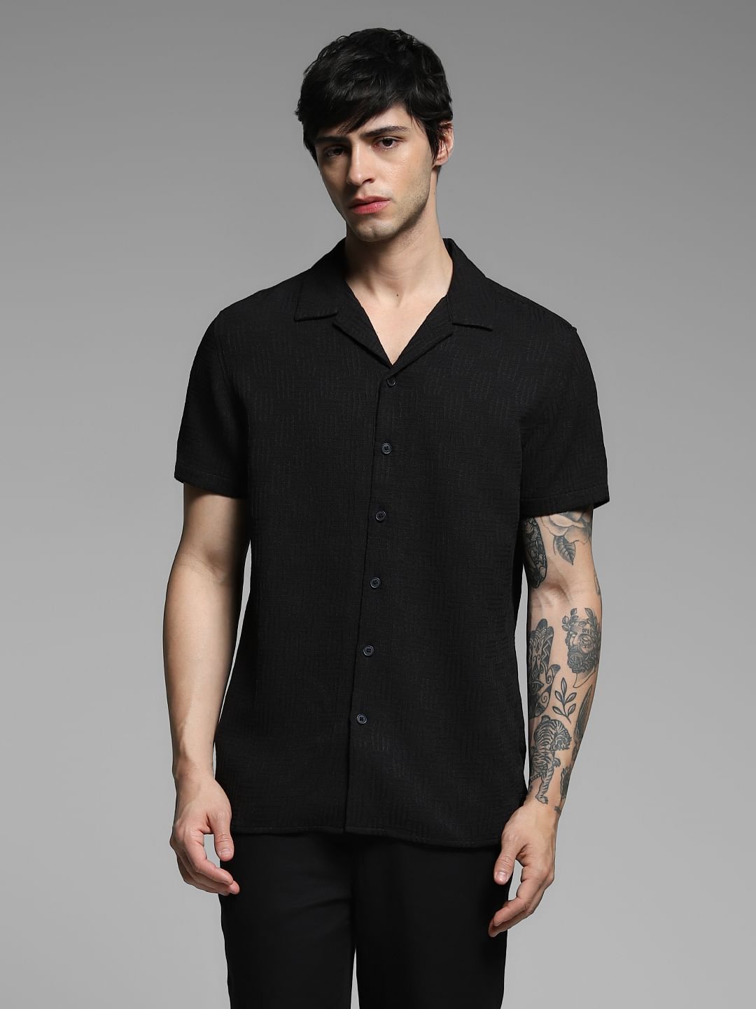 Black Resort Collar Comfort Fit Shirt