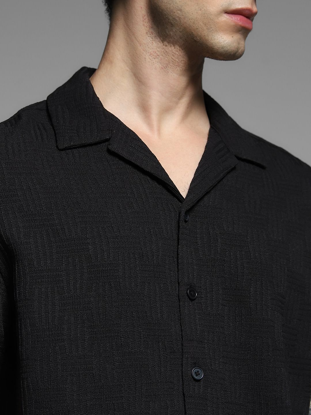 Black Resort Collar Comfort Fit Shirt