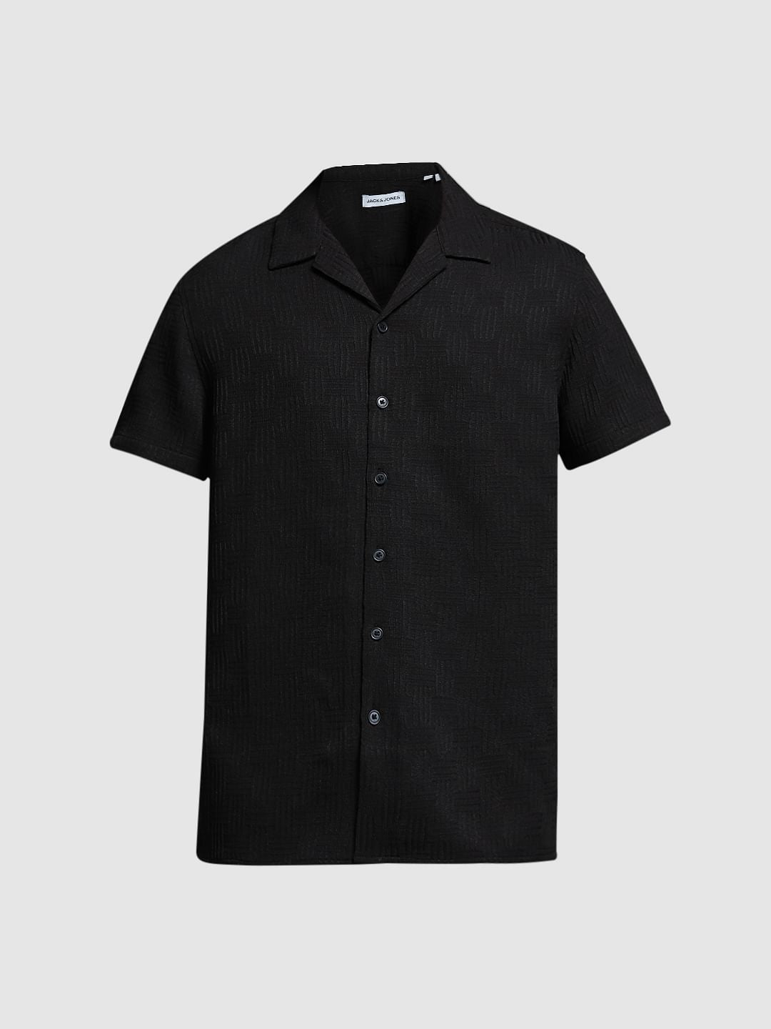トップス 60's Mr.Jack Italian collar shirt Black Black Resort Collar Comfort Fit Shirt