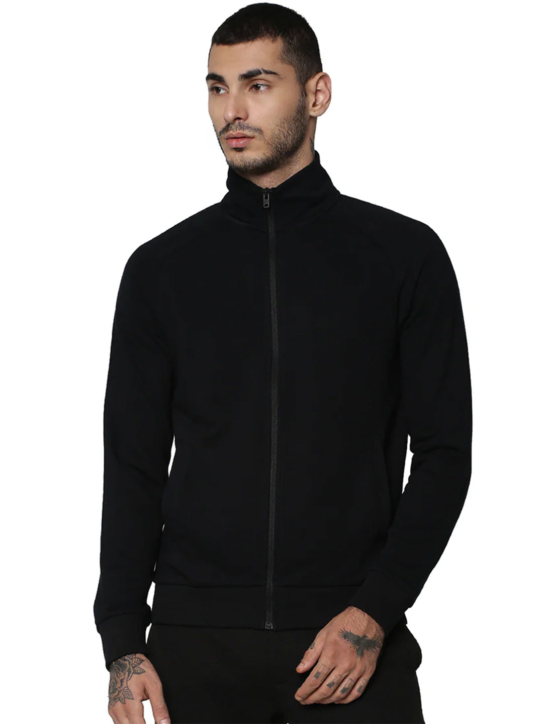 Black High-Neck Zip-Up Jacket - XXXL