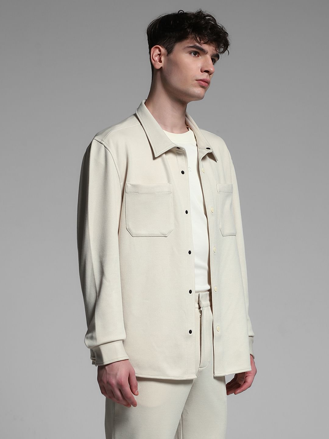 Beige Oversized Co-ord Set Shirt