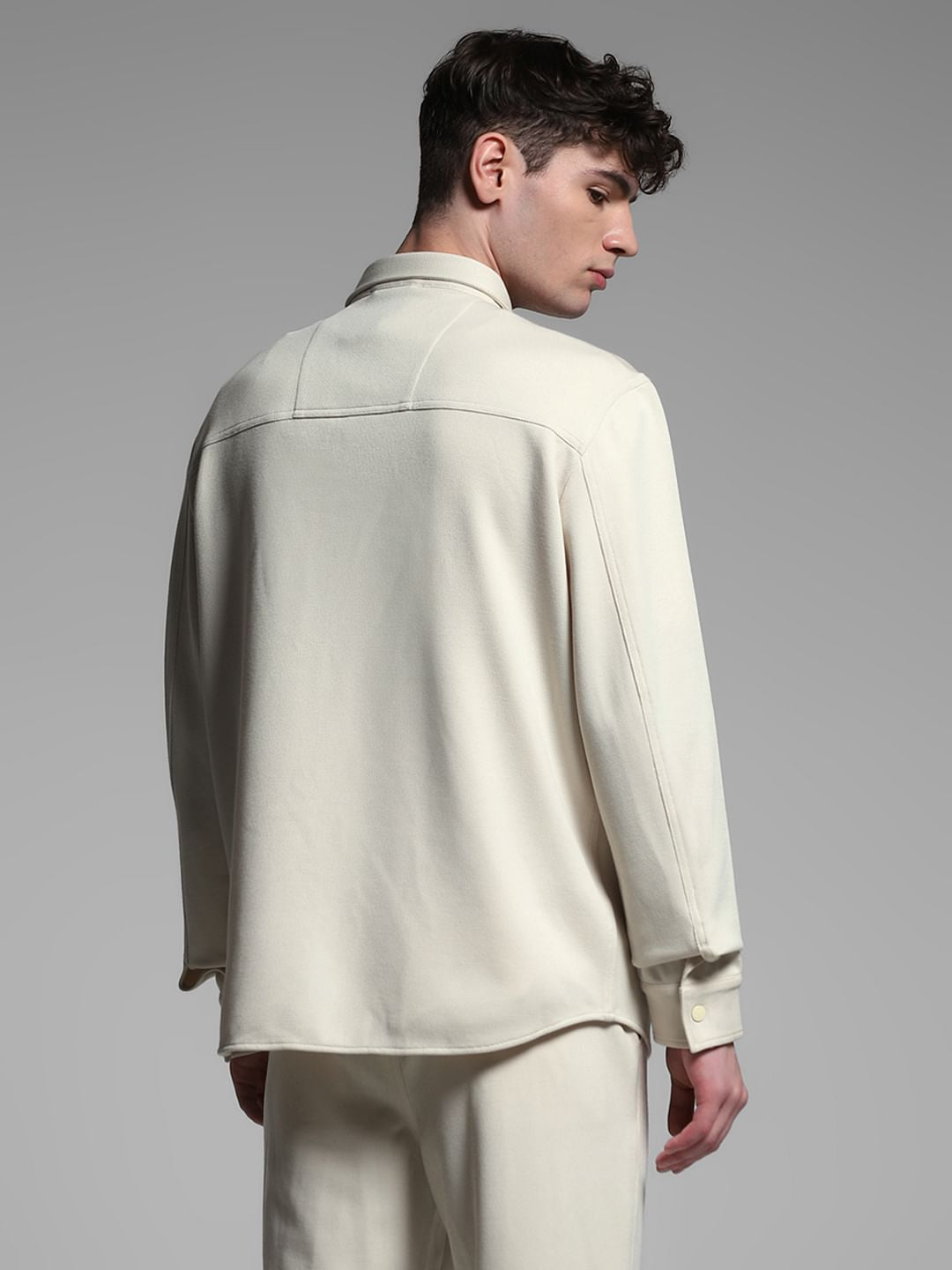 Beige Oversized Co-ord Set Shirt