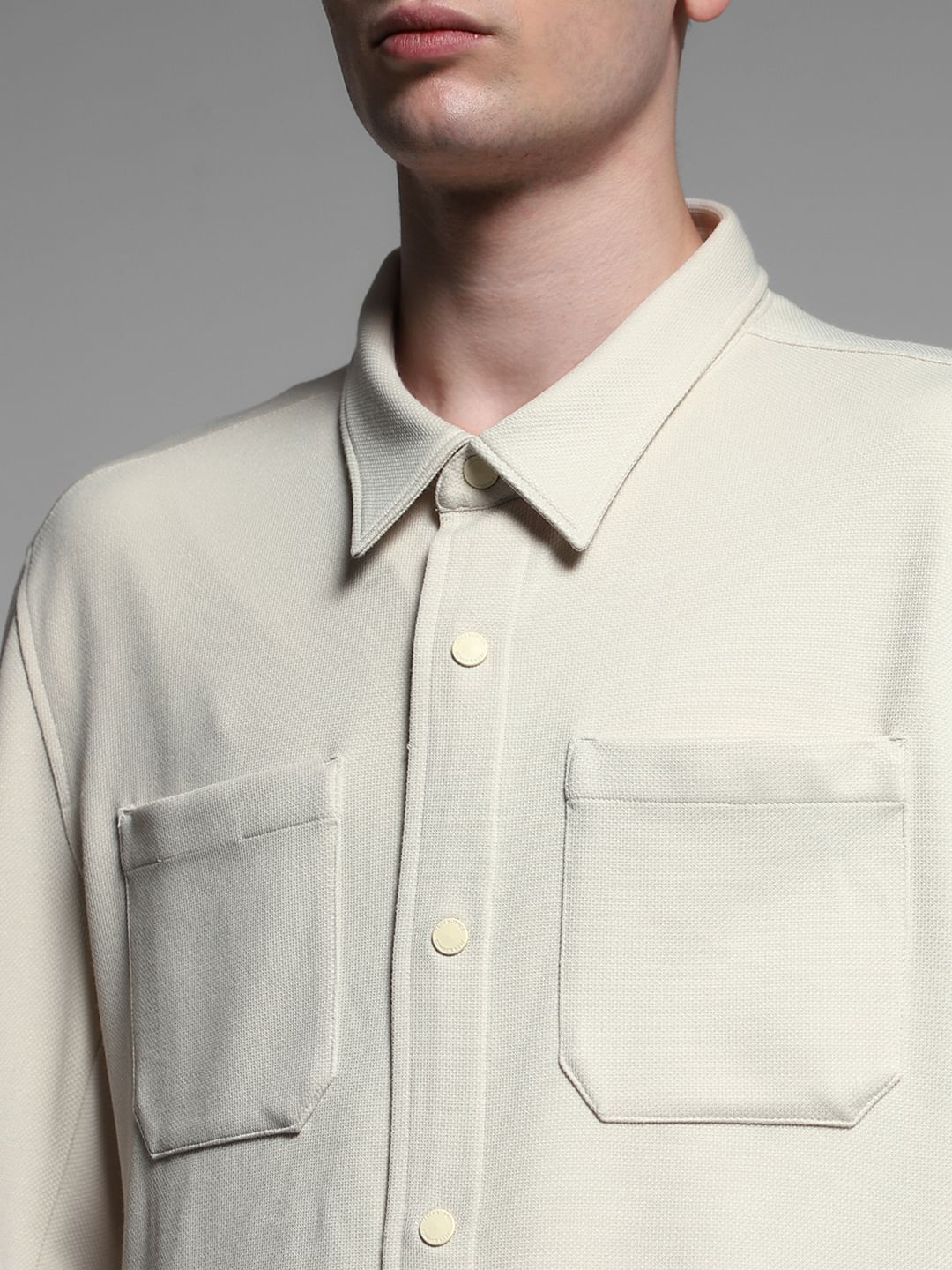 Beige Oversized Co-ord Set Shirt