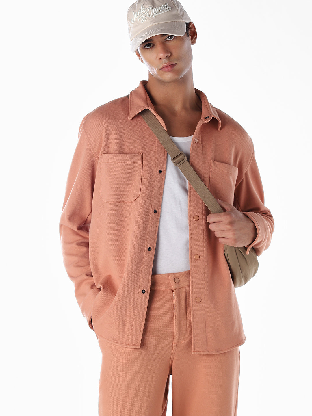 Oversized Full Sleeves Shirt - Orange - S