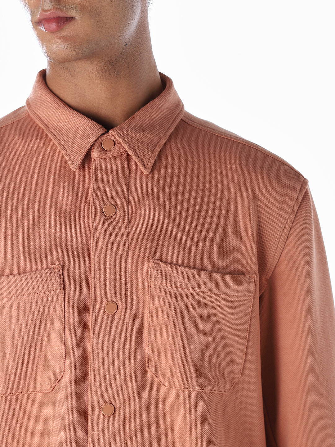 Oversized Full Sleeves Shirt - Orange